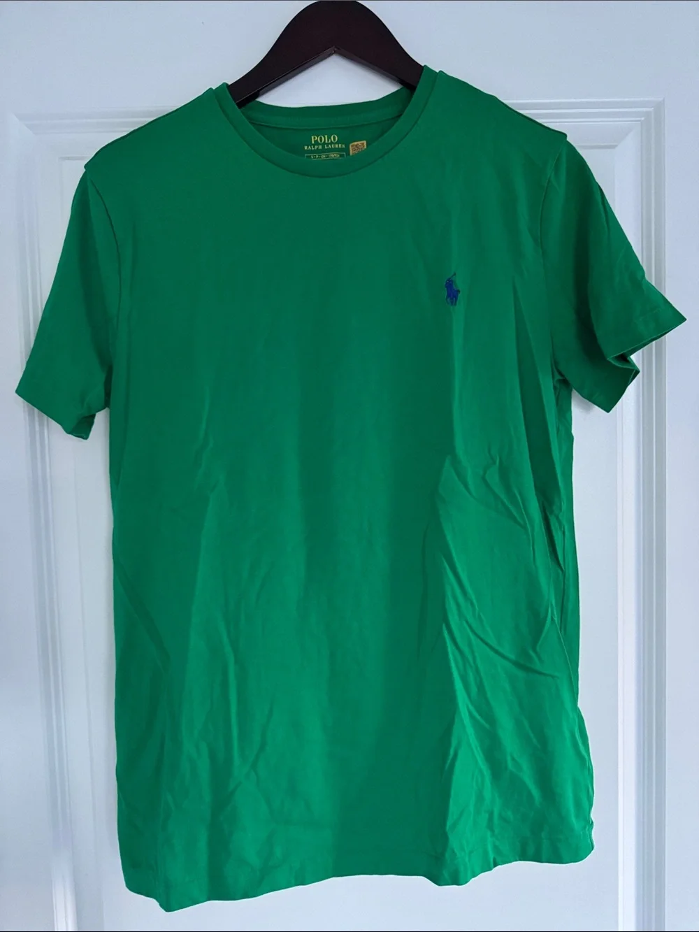 GU Polo Ralph Lauren Blue Logo Green Short Sleeve Shirt S